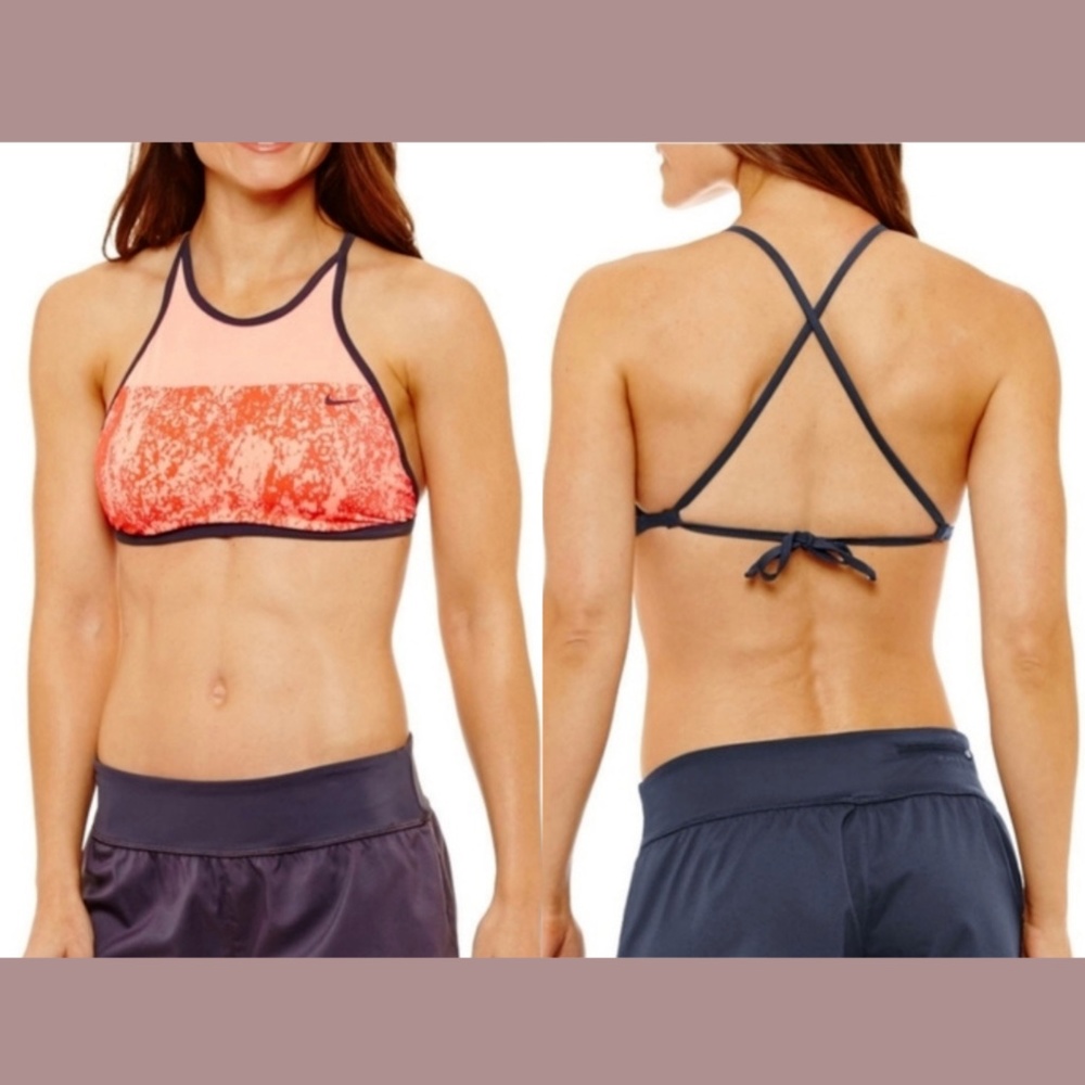 NWT‎ $50 Nike [ XL ] High Neck Bikini Top in Crimson Pulse Orange